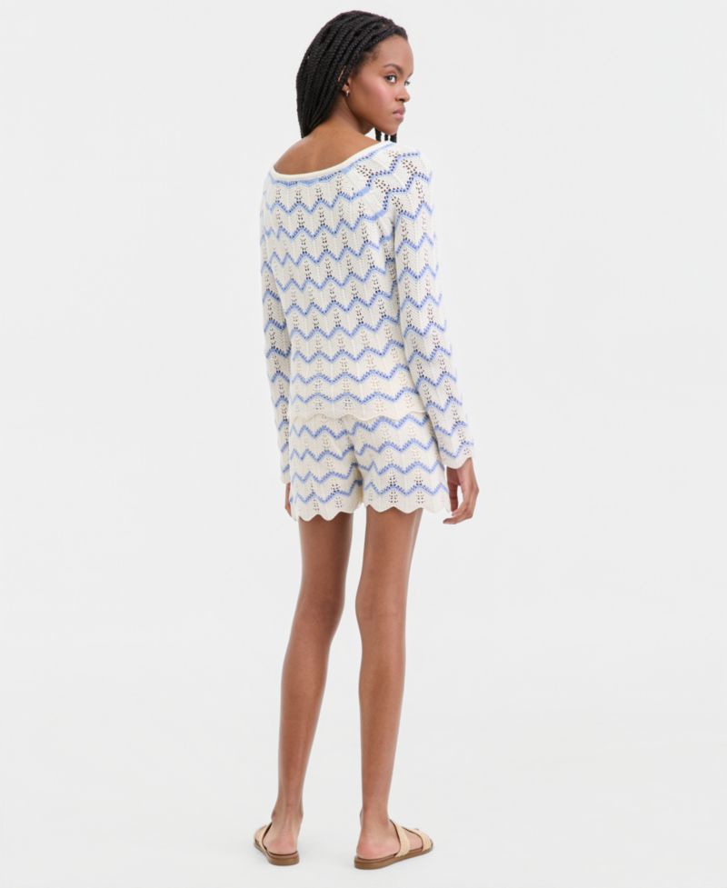 Juniors' Chevron Pointelle Shorts