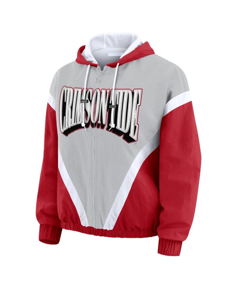 Women's Crimson/Gray Alabama Crimson Tide Color Block Full-Zip Hoodie Windbreaker Jacket