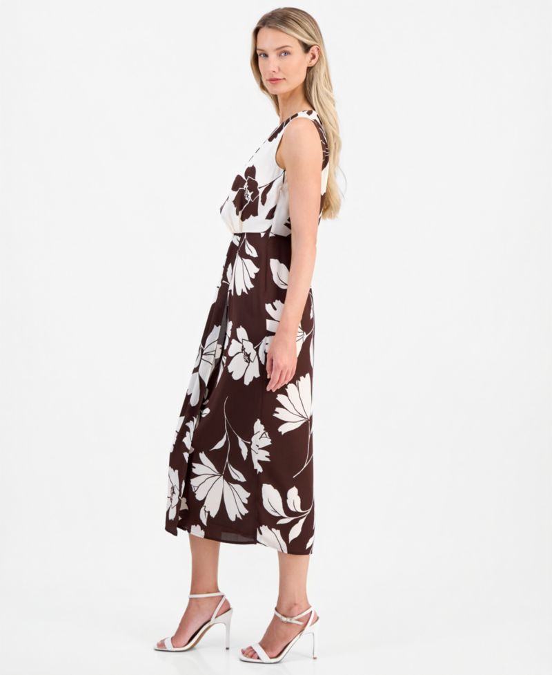 Women's Printed Sleeveless Midi Dress
