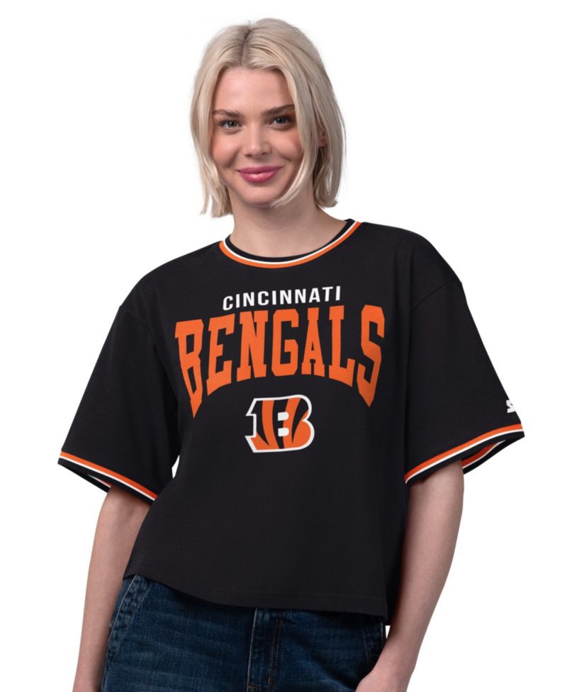 Women's Black Cincinnati Bengals Ace Cropped T-Shirt