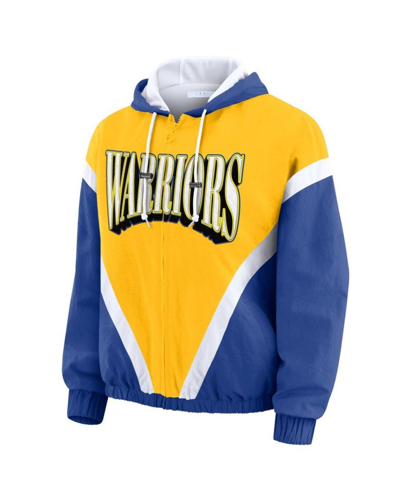 Women's Gold/Royal Golden State Warriors Color-Block Full-Zip Windbreaker Jacket