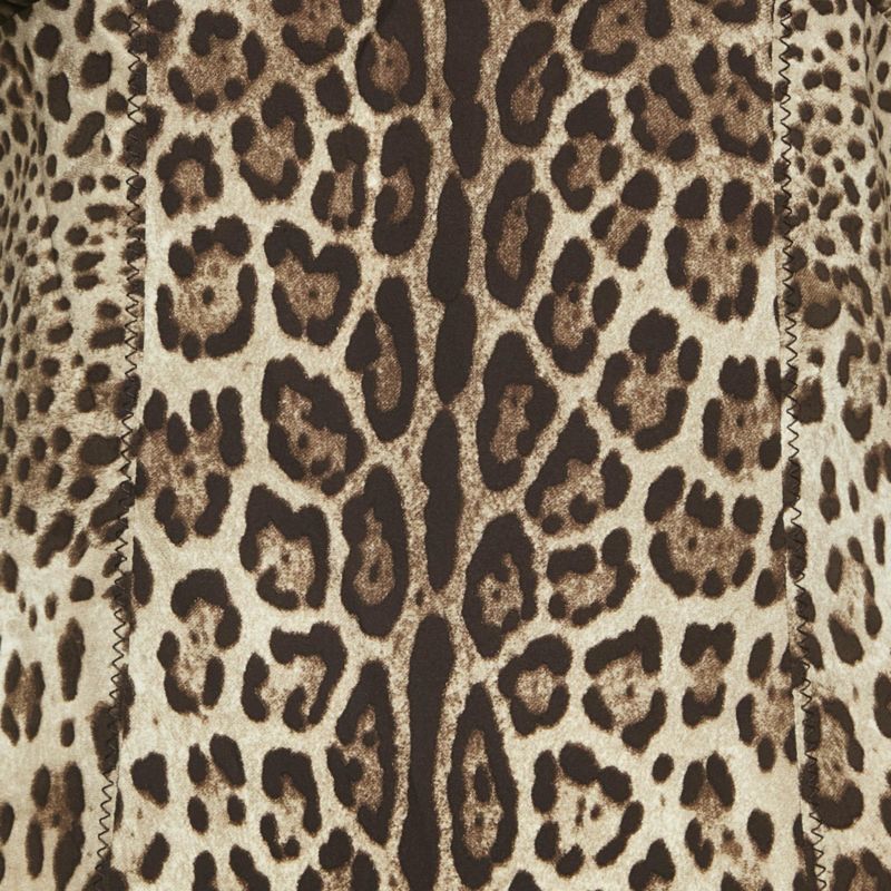 Women's Brown Leopard Print Silk Blouse