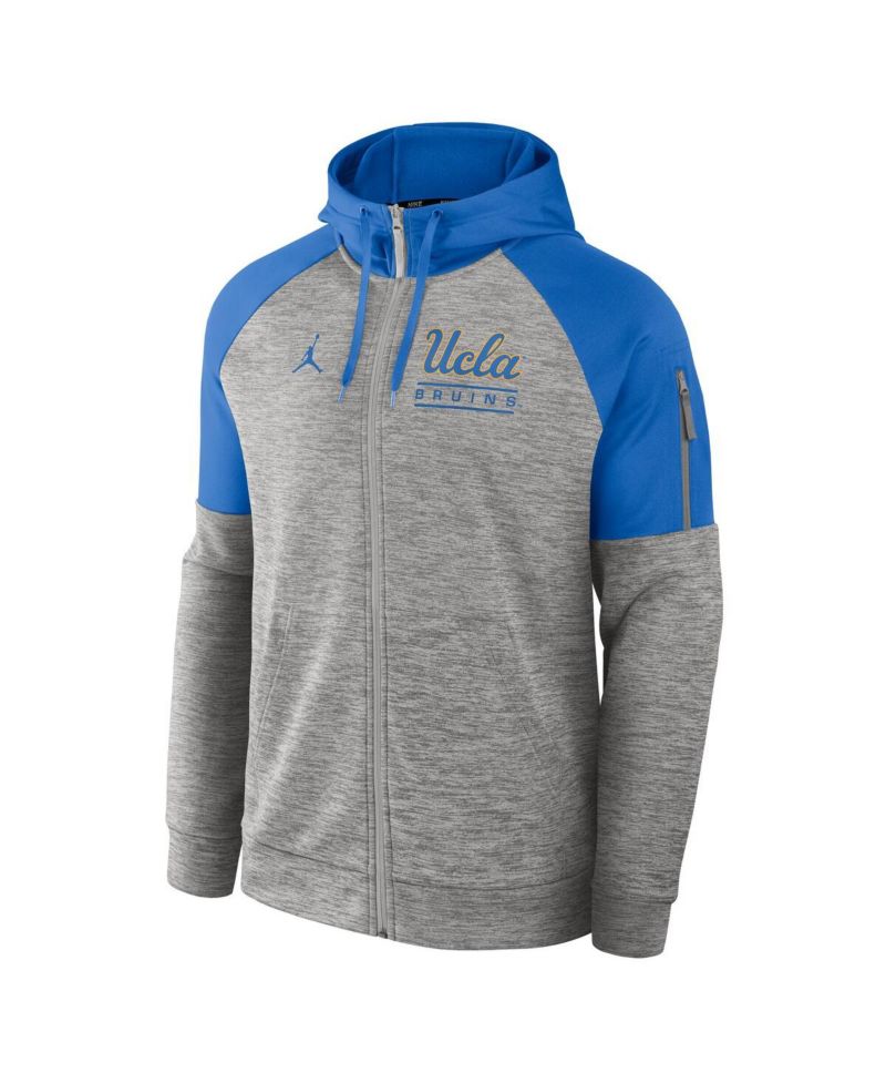 Men's Heather Gray UCLA Bruins Fitness Raglan Performance Full-Zip Hoodie