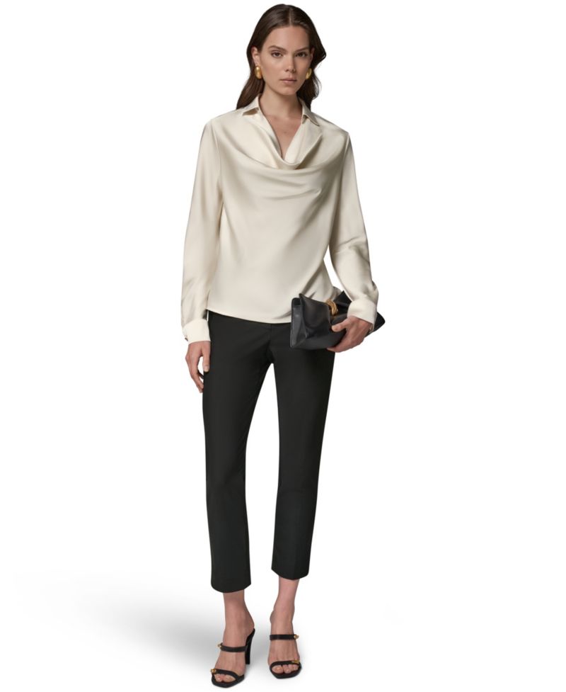 Petite Satin Back Crepe Long-Sleeve Top