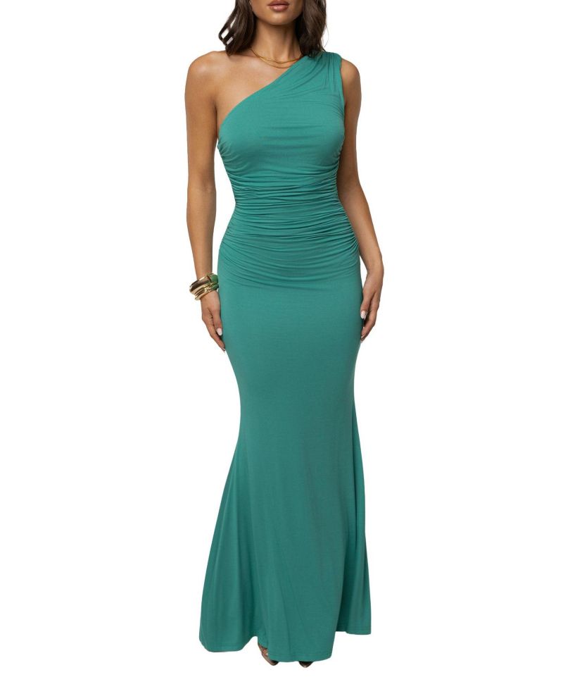 Women's Night Affair One-Shoulder Ruched Maxi Dress