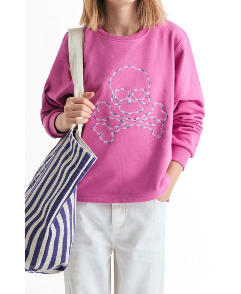 Big Girls embroidered sweatshirt with contrast