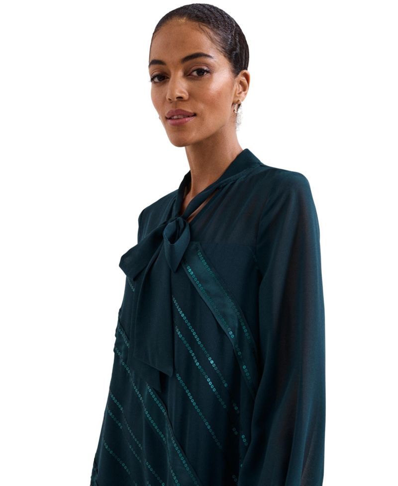 Women's Sonali Satin Embellished Long-Sleeve Dress