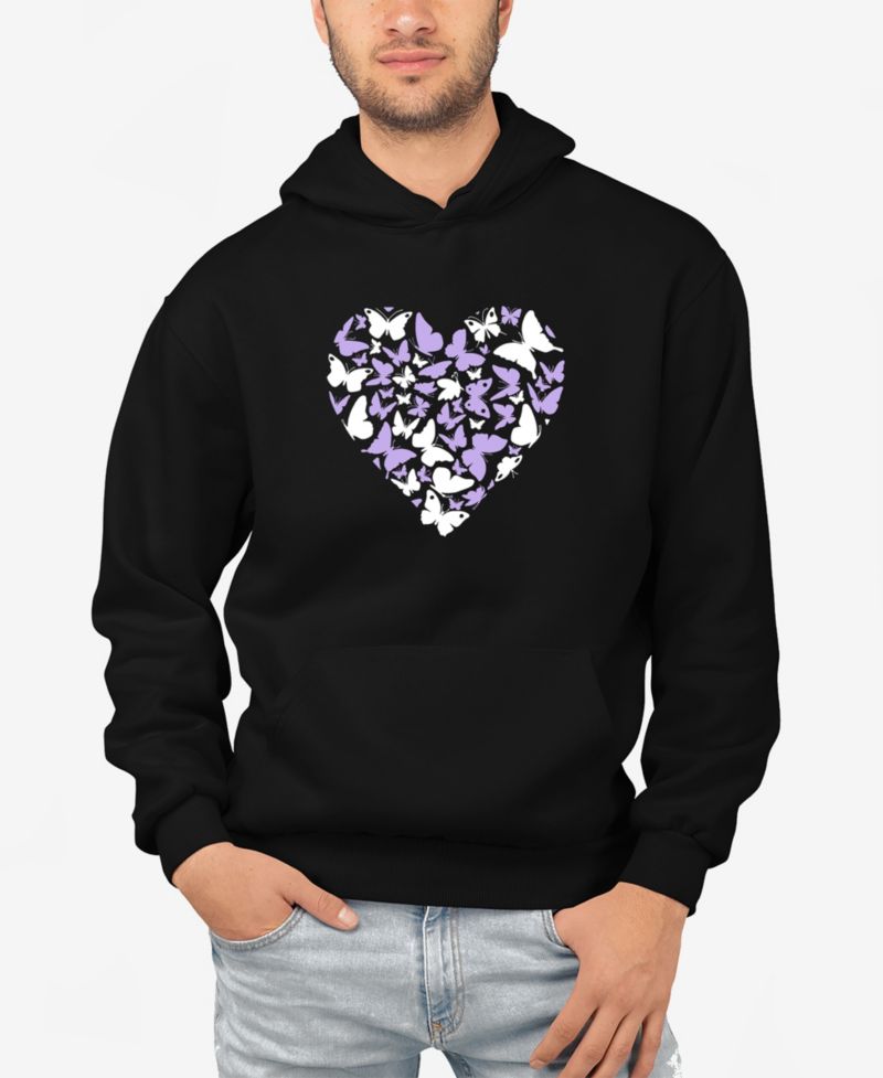 Men's Butterfly Heart Word Art Hooded Sweatshirt
