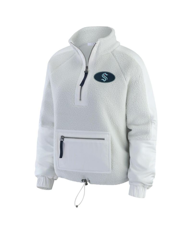 Women's Gray Seattle Kraken Polar Fleece Quarter-Zip Jacket