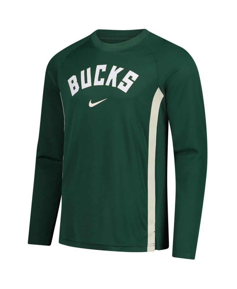 Men's Hunter Green Milwaukee Bucks 2025/26 Authentic Pre-Game Legend Dri-FIT Long Sleeve Shooting T-Shirt