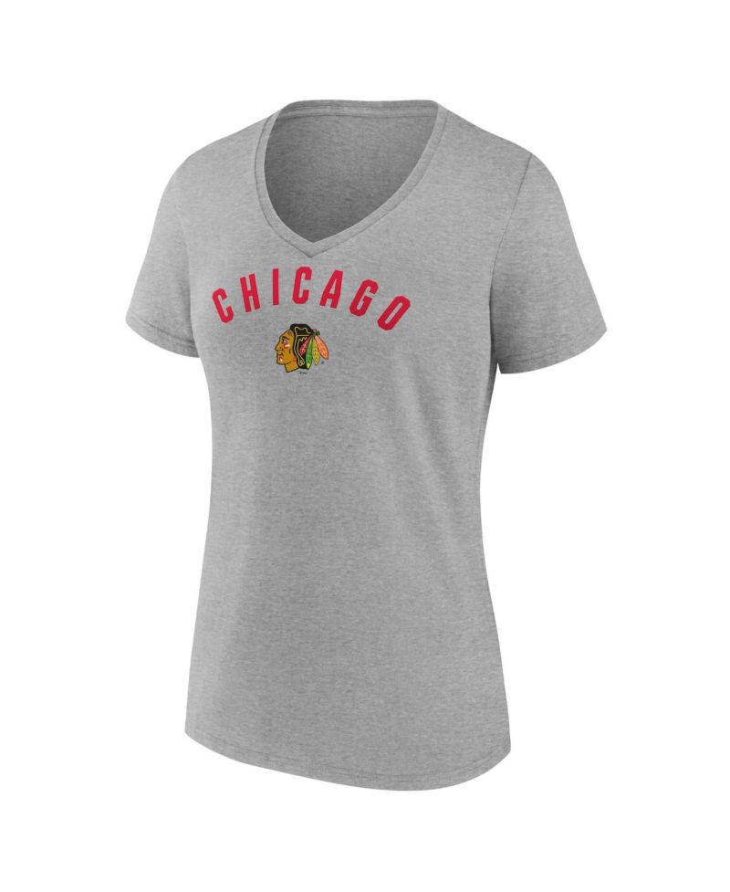 Women's Gray Chicago Blackhawks V-Neck T-Shirt
