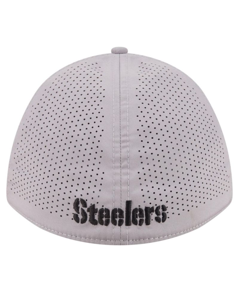 Men's Gray Pittsburgh Steelers 39THIRTY M-Crown Flex Fit Hat