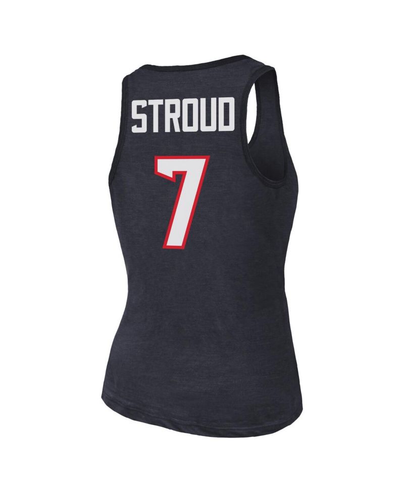Women's C.J. Stroud Navy Houston Texans Name & Number Tri-Blend Tank Top