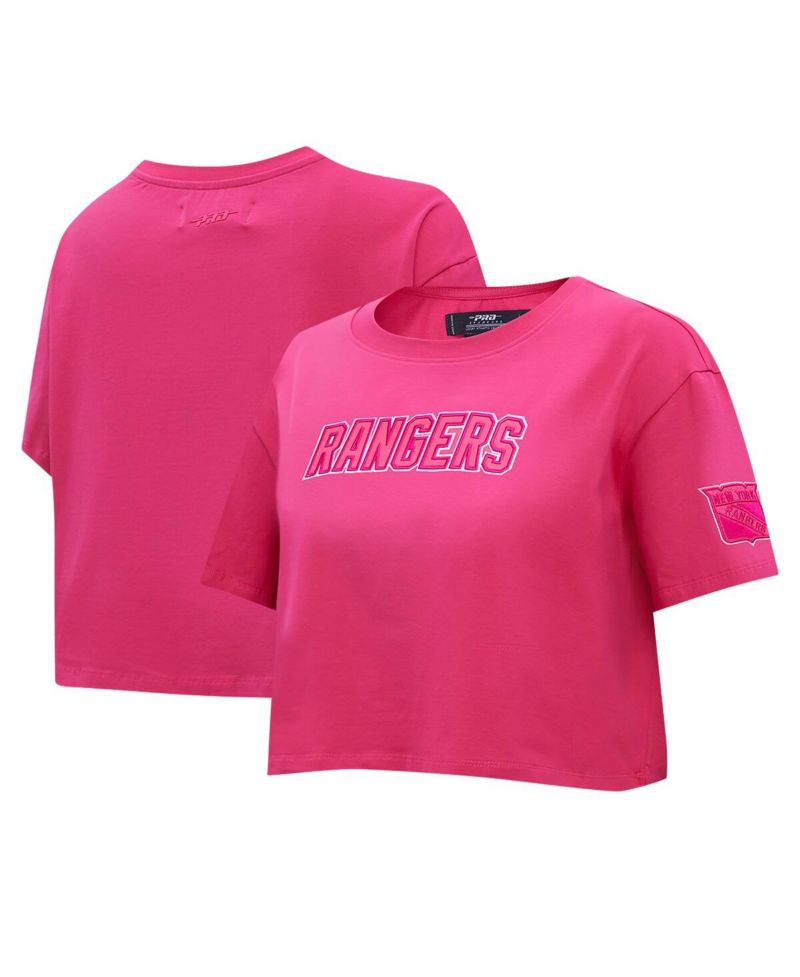 Women's New York Rangers Triple Pink Cropped Boxy T-shirt
