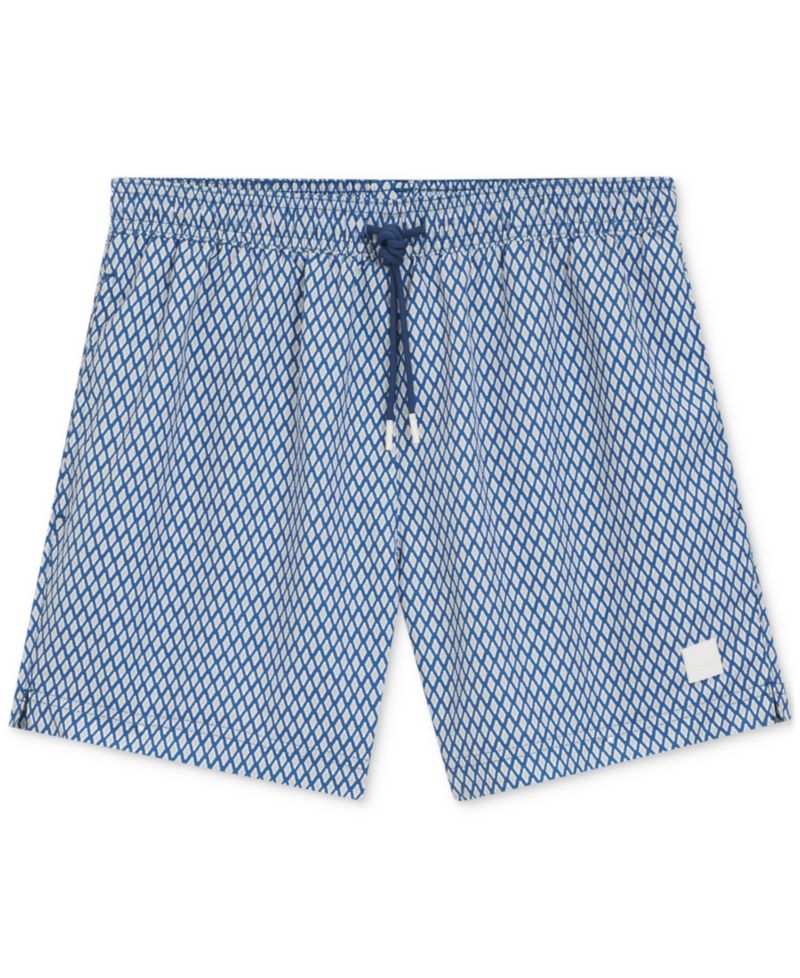 BOSS by Men's Vibe Mini-Pattern Print Regular Fit Swim Trunks, 5" Inseam
