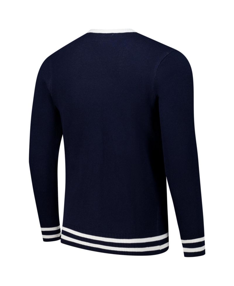 Men's and Women's Navy Yale Bulldogs Renew Knit Vintage Pullover Sweater