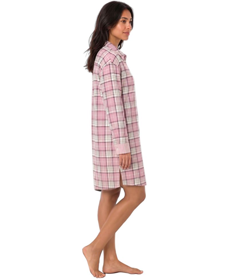 Women's Plaid Long-Sleeve Flannel Sleep Shirt