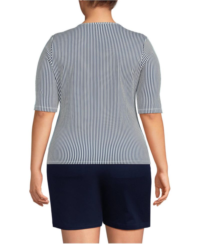Plus Size Elbow Sleeve Crewneck Garden Tee- Sunshade UPF 50 Quick Dry