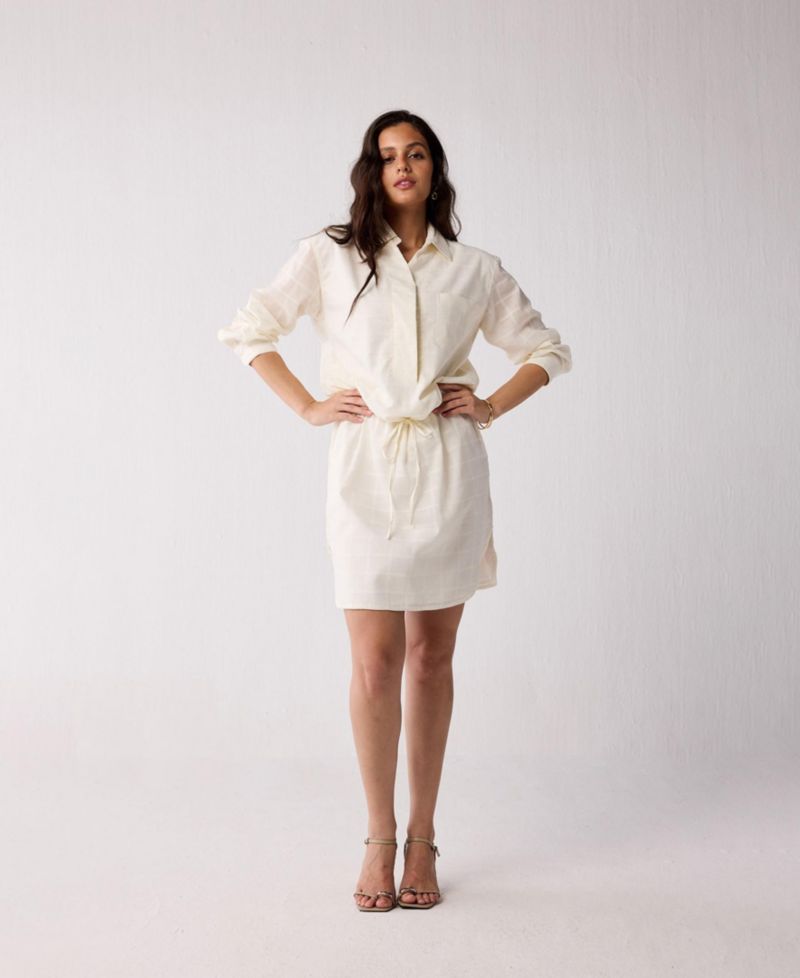 Women's Oversized Shirt Dress with Drawstring