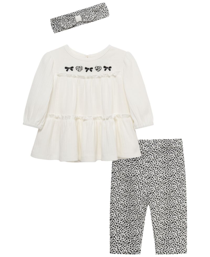 Baby Girls' Leopard Tunic Long-Sleeve Top, Leggings and Headband, 3-Piece Set