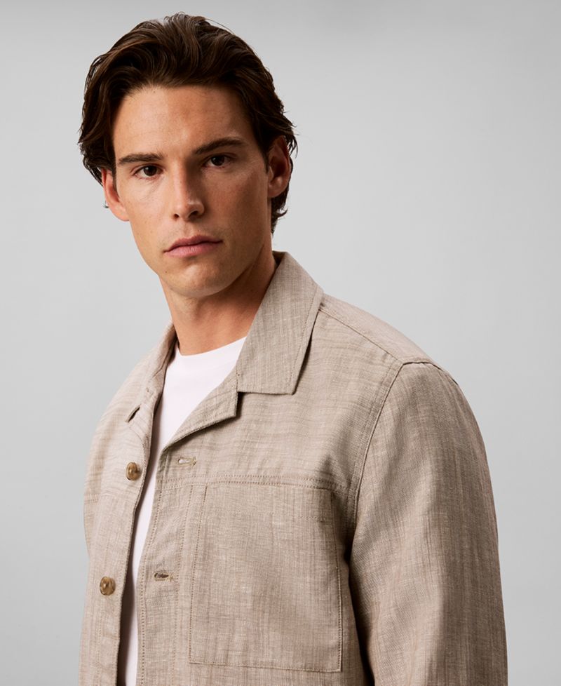 Men's Linen Blend Shirt Jacket