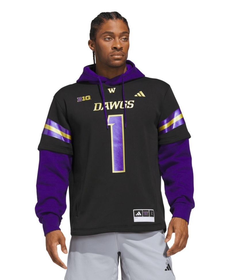 Men's Black Washington Huskies Dawgs Strategy Jersey Hoodie
