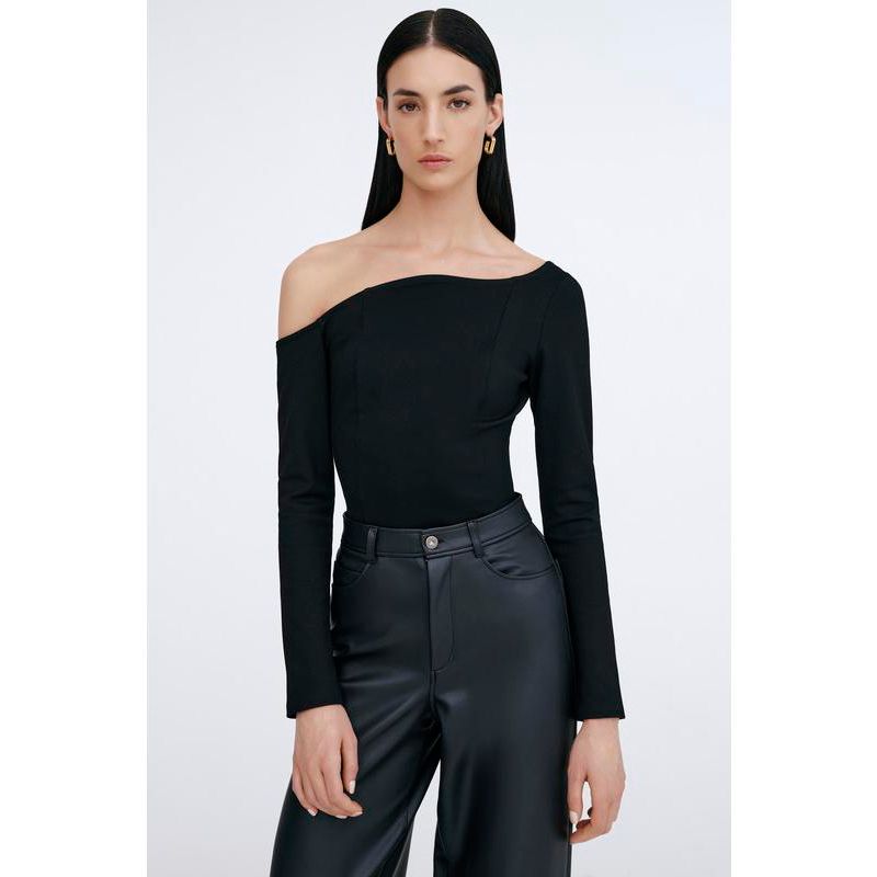 Women's Sylvan One-Shoulder Asymmetric-Neckline Long-Sleeve Top