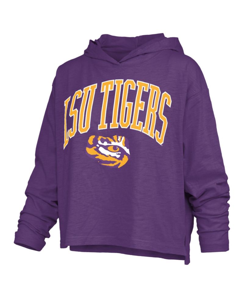 Women's Nelson LSU Tigers Relaxed-Fit Slub Long-Sleeve Hooded T-Shirt