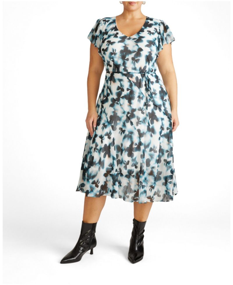 Plus Size Seville Wrap-Style A-Line Midi Dress