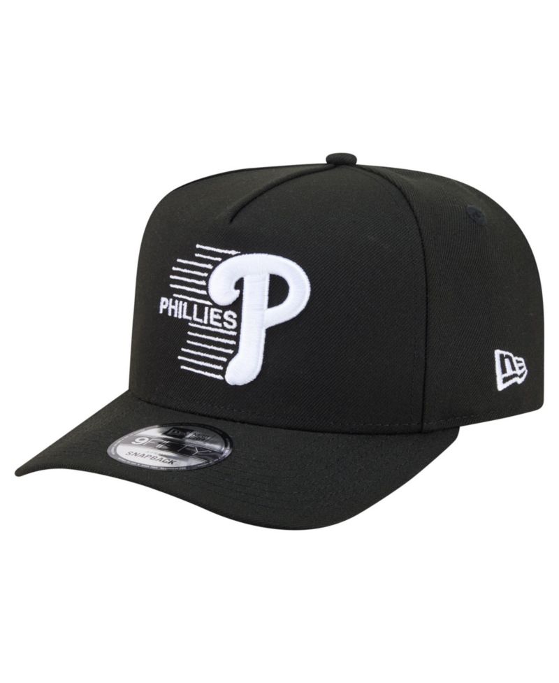 Men's Black Philadelphia Phillies Motion A-Frame 9FIFTY Snapback Hat
