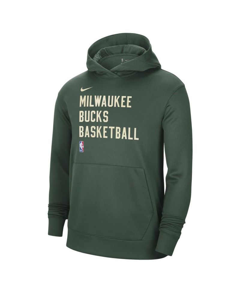 Men's and Women's Hunter Green Milwaukee Bucks 2023/24 Performance Spotlight On-Court Practice Pullover Hoodie