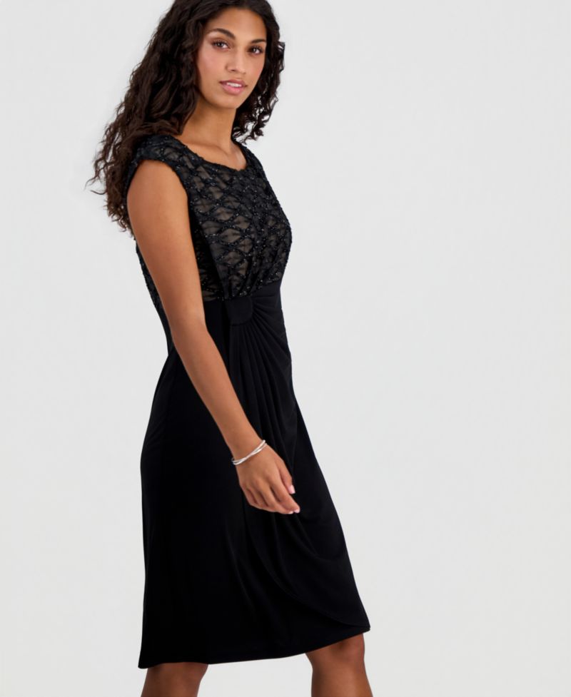 Petite Embellished Empire-Waist Dress