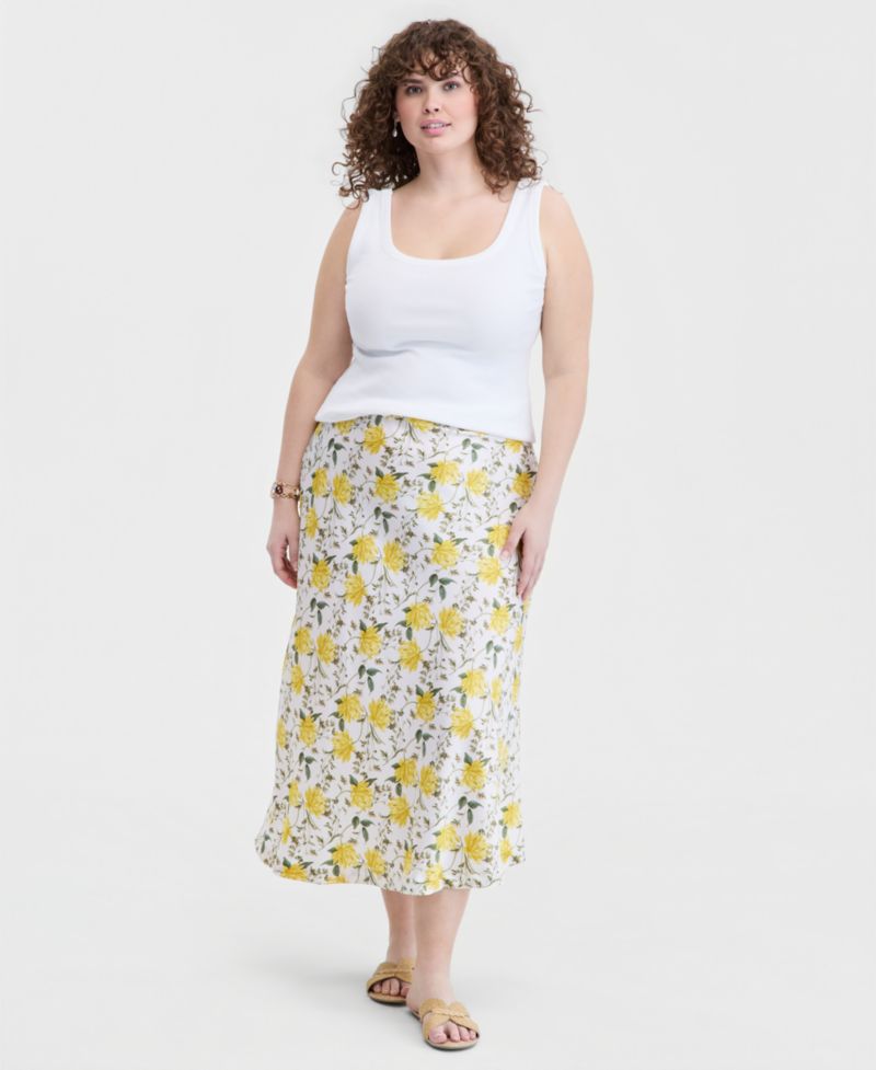 Trendy Plus Size Printed Slip Skirt