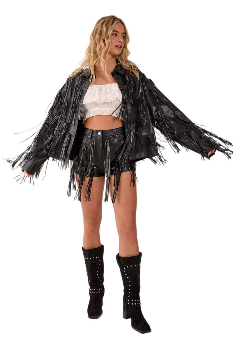 Women's Faux Leather Tassel Jacket