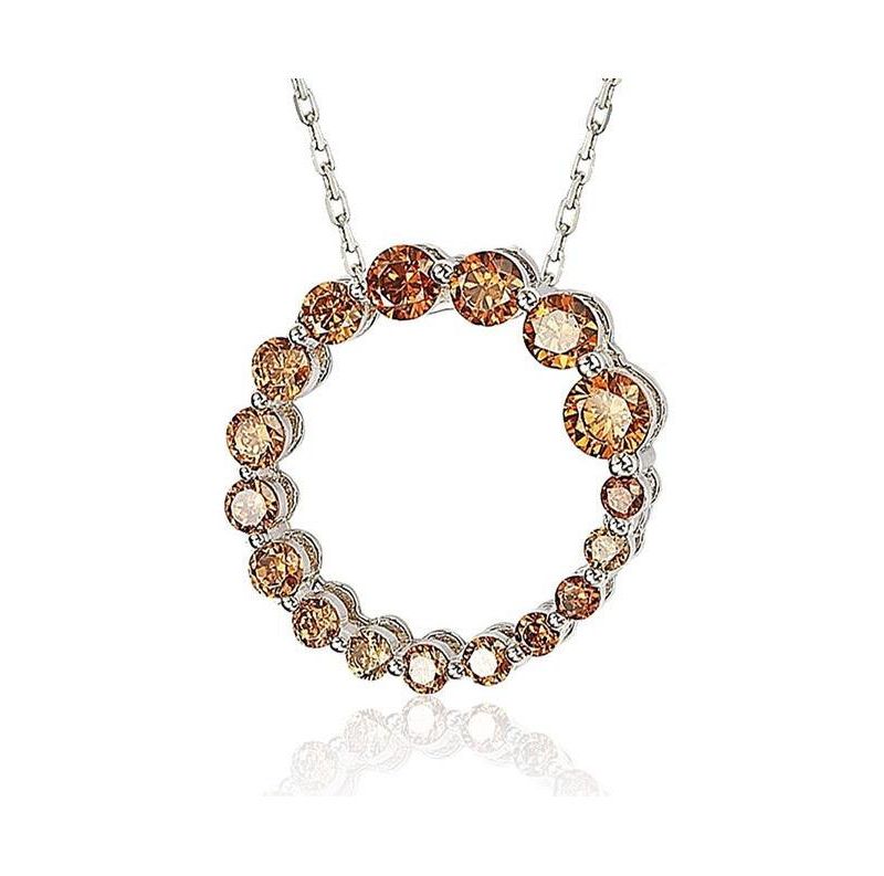Suzy Levian Sterling Silver Cubic Zirconia Circle Journey Pendant Necklace
