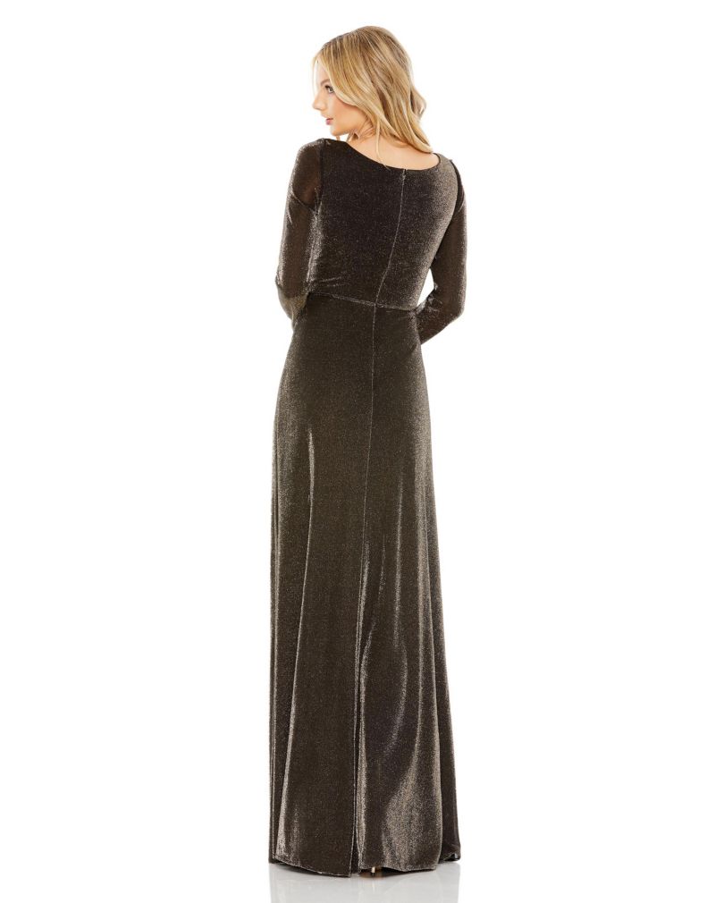 Women's High Neck Sleeveless Beaded Fringe Fitted Gown
