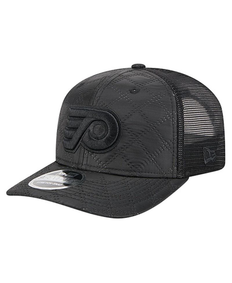 Men's Black Philadelphia Flyers Quilted Nylon 9SEVENTY Adjustable Trucker Hat