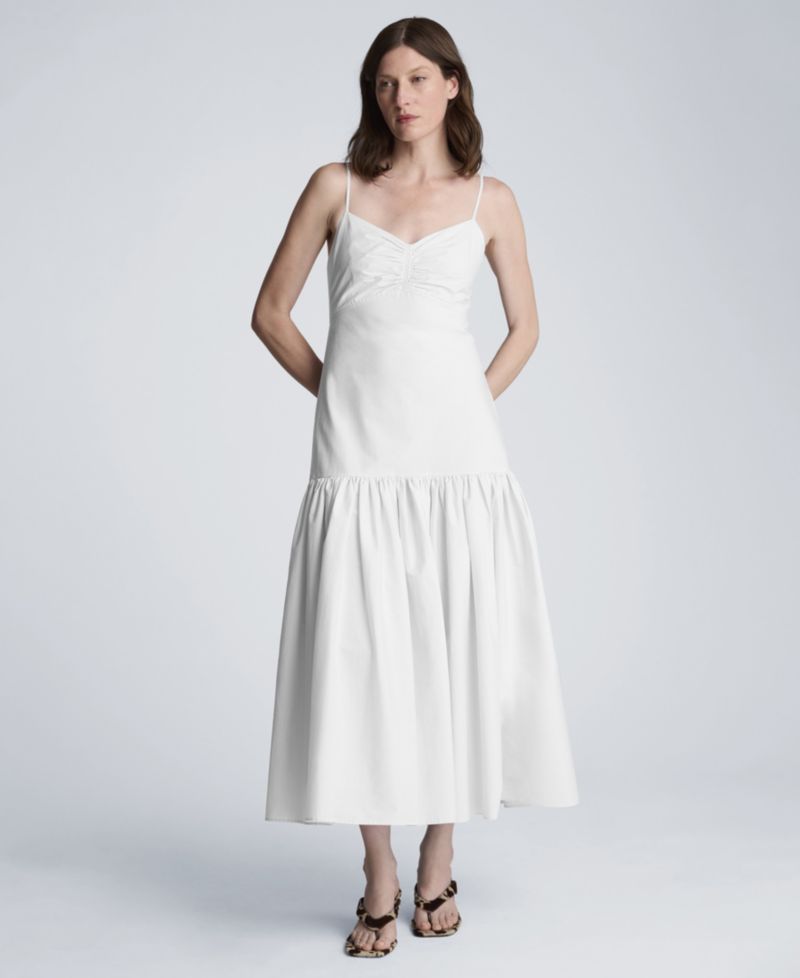 Women's Sweetheart Neck Bubble Flounce Midi Dress