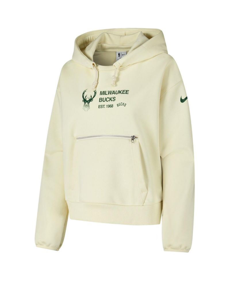 Women's Cream Milwaukee Bucks Courtside Standard Issue Performance Pullover Hoodie