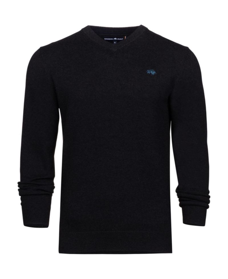 Men's Classic Long-Sleeve V-Neck Cotton-Cashmere Blend Sweater