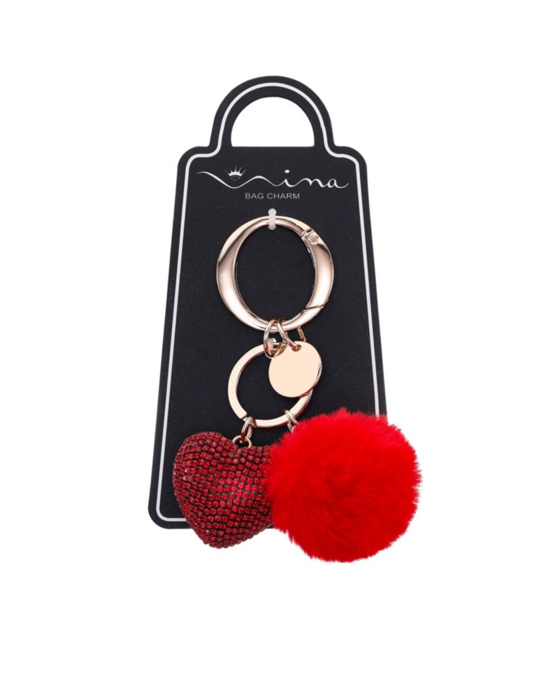 Crystal Heart Poof Handbag Charm