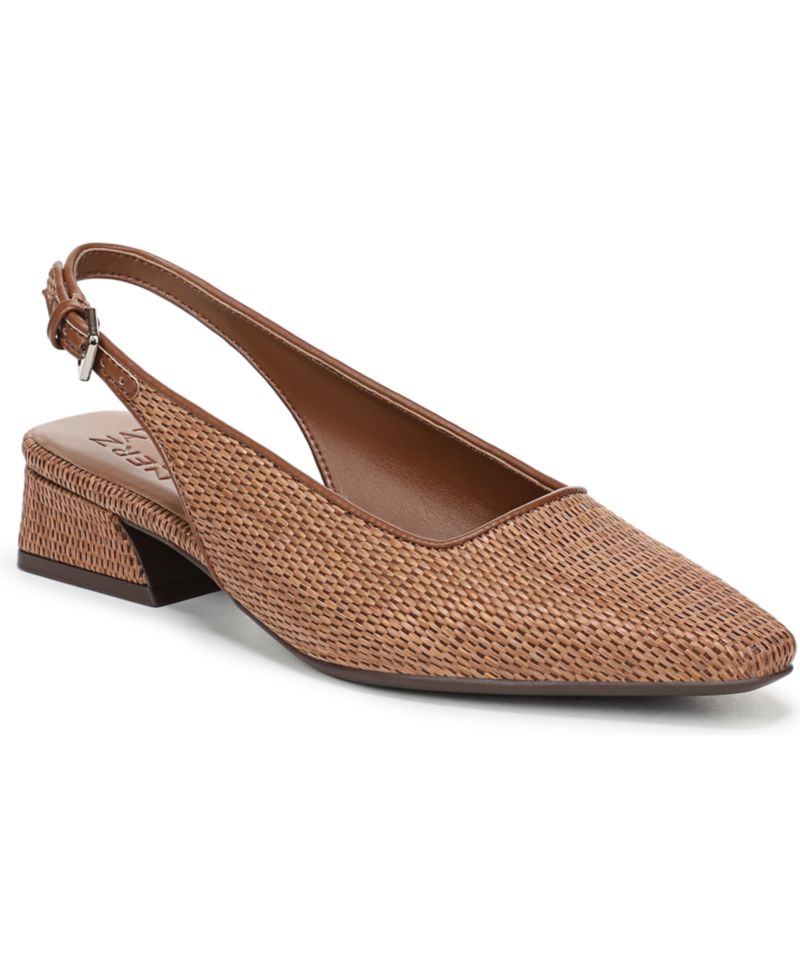 Women's Ginger 2 Snip Toe Asymmetrical Low Block Heel Slingbacks