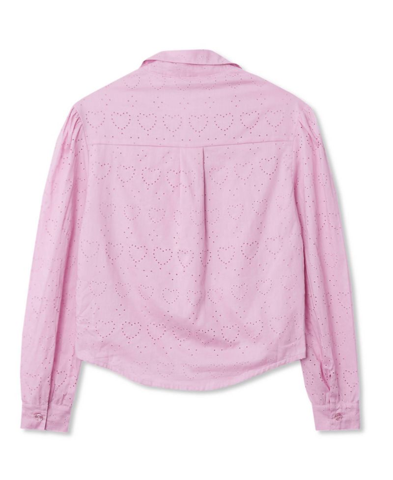 Girls Long Sleeve Woven Hearts Top