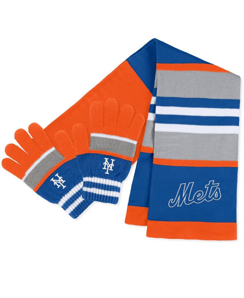 Women's New York Mets Stripe Glove and Scarf Set