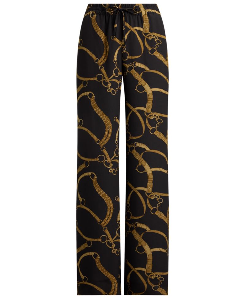 Women's Belting-Print Wide-Leg Pants