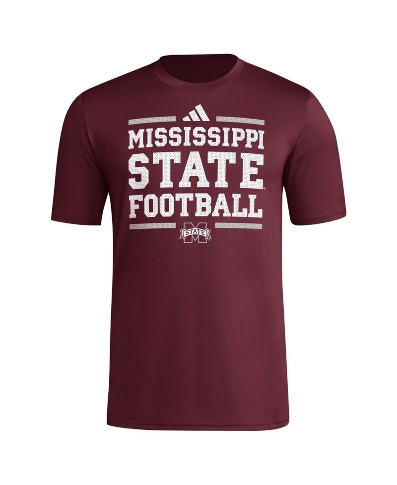Men's Maroon Mississippi State Bulldogs Locker Football Pre-Game AEROREADY T-Shirt
