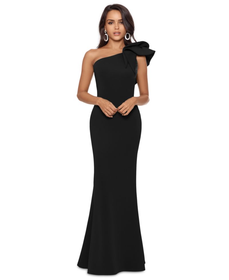 Women's One-Shoulder Scuba Crepe Gown