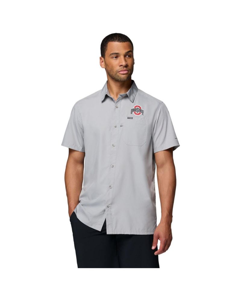 Men's Gray Ohio State Buckeyes Slack Tide Camp Button-Up Shirt