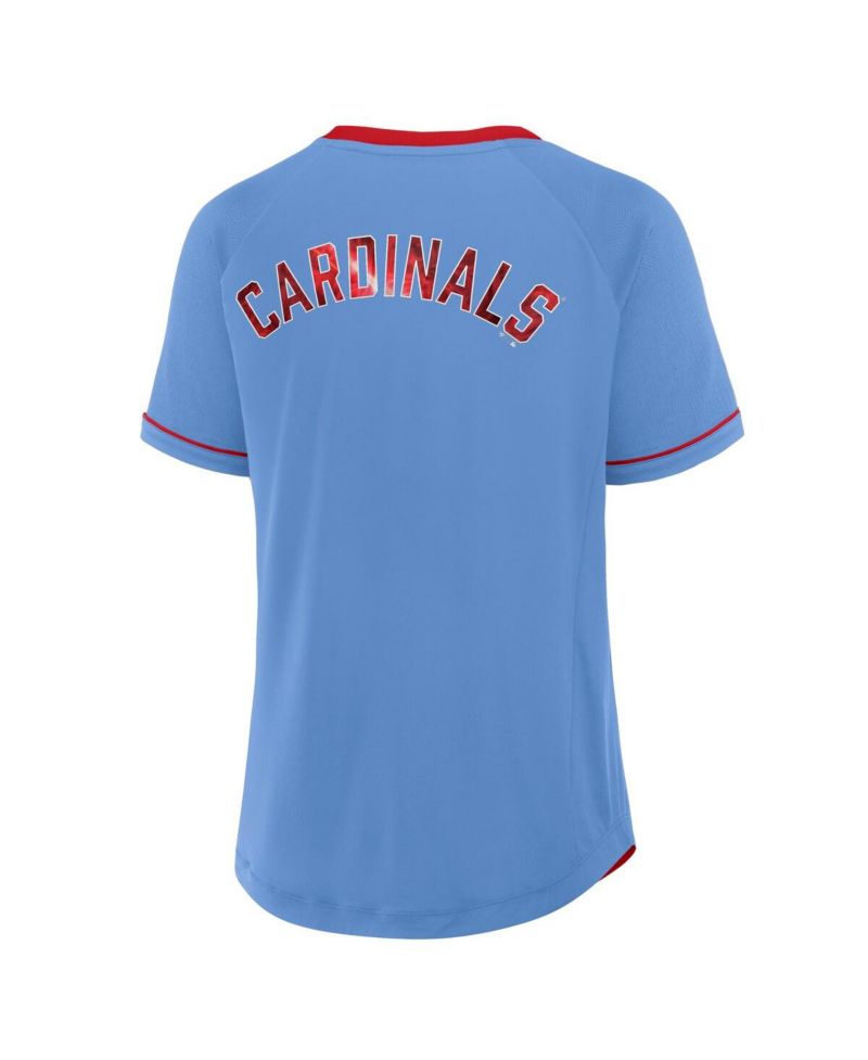 Women's Light Blue St. Louis Cardinals Cooperstown Collection League Diva V-Neck T-Shirt