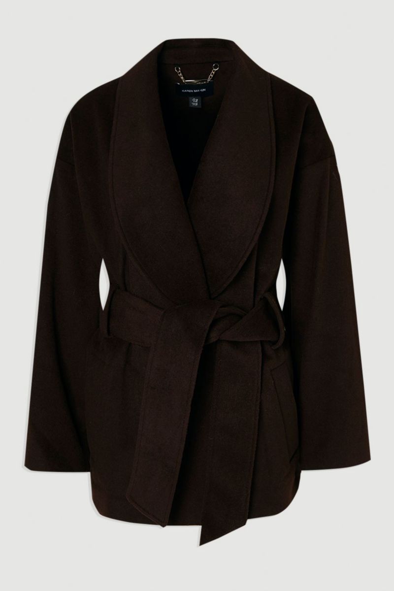 Women's Brushed Wool Wrap Short Coat